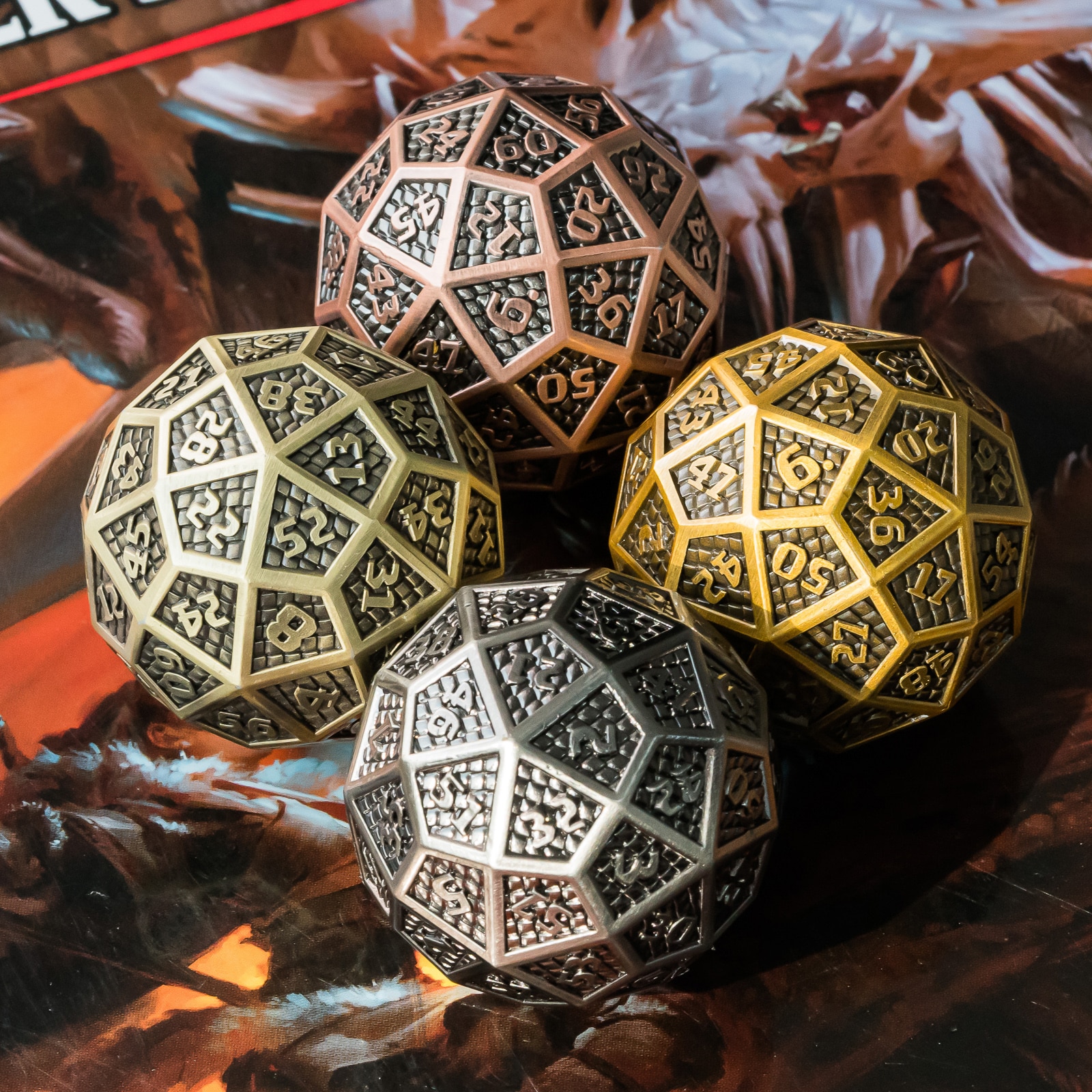 Cusdie 60 Sided Dice Giant Ancient Metal Dice D60 Dice DND Dice for D&D Role Playing Game MTG Pathfinder