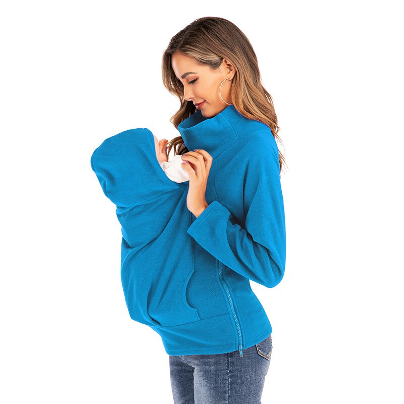 LZH Schwangere Pullover Herbst Winter Neue Mutterschaft Kleidung Schwangerschaft Baby Träger Tops Frauen Plus Samt Warme Sweatshirts: Blue / XL