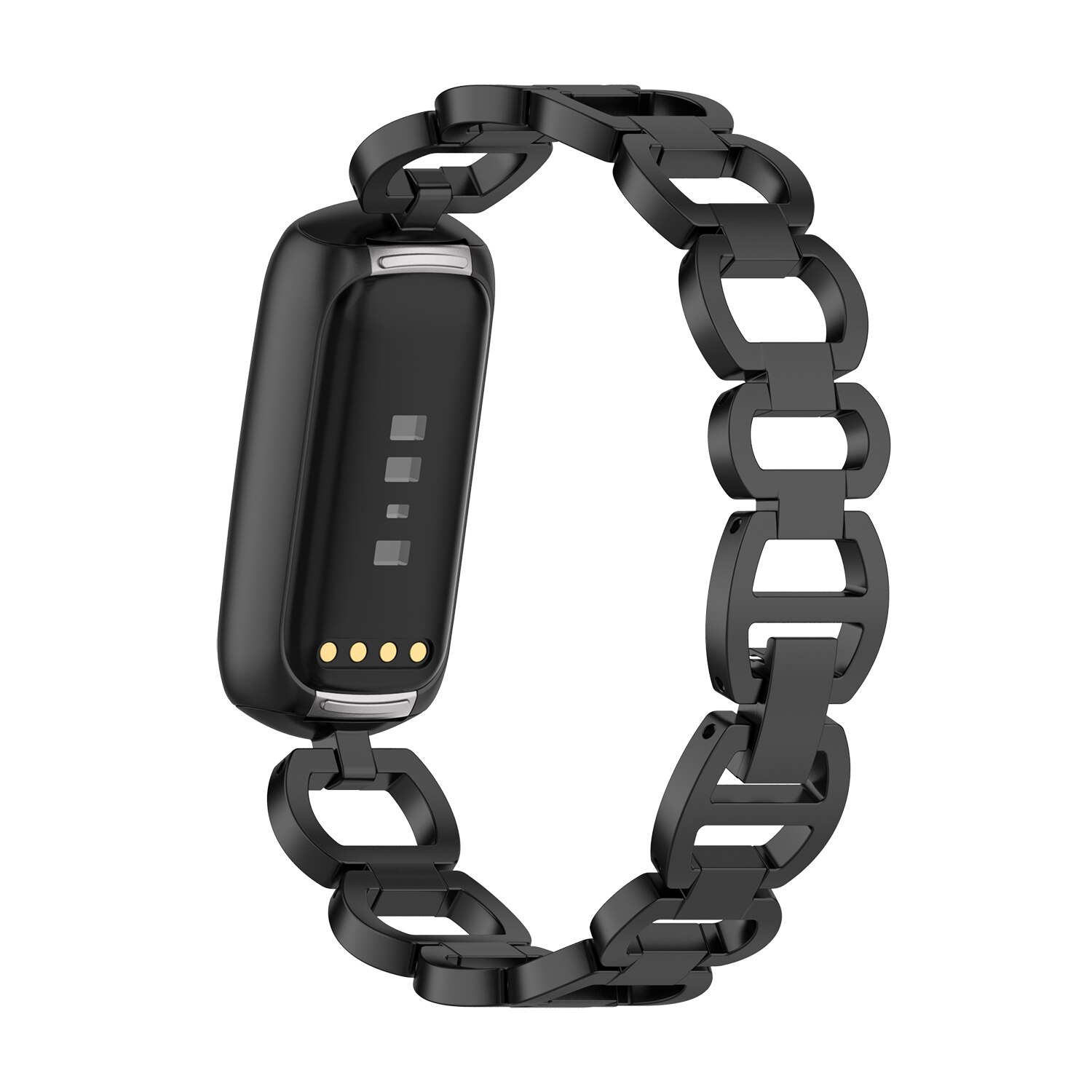 Fitbit-correas de reloj para mujer, pulsera deportiva de acero inoxidable, de Metal, joyería para Fitbit Luxe: Negro