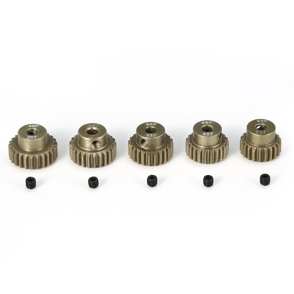 Overtreffen-Hobby 48DP 5Pcs 3.175Mm 21T 22T 23T 24T 25T Metal Pinion motor Gear Combo Set Voor 1/10 Rc Auto Geborsteld Borstelloze Motor: Default Title