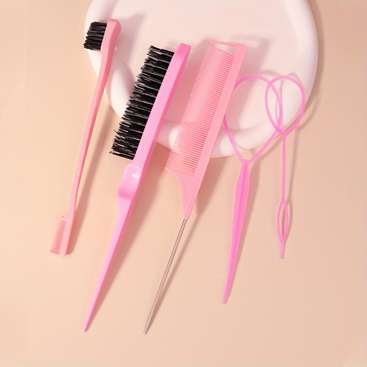 Juego de Herramientas de peinado DIY, cepillo para el cabello, Kit de herramientas para trenzar, incluye peine para peinar el cabello, peine de cola de rata, cepillo para bordes, cepillo para el cabello: Verde