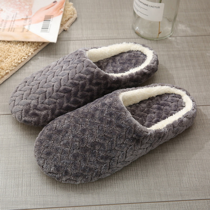 Men's Slippers Home Winter Plush Waterproof Leather Warm Shoes Thick Bottom House Slipper Man Indoor Cotton Slippers Women Shoes: 01 / 42-43