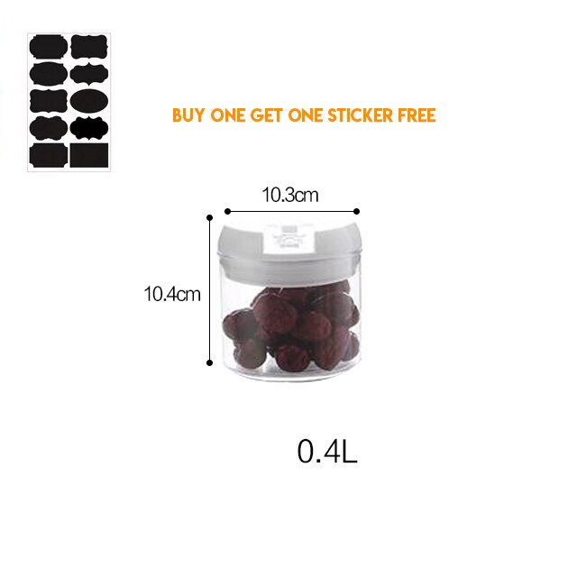 Céréales en plastique conteneurs pour le stockage des aliments cellier bocaux hermétiques cuisine organisateur stockage conteneur accessoires de cuisson: Round0.4L-