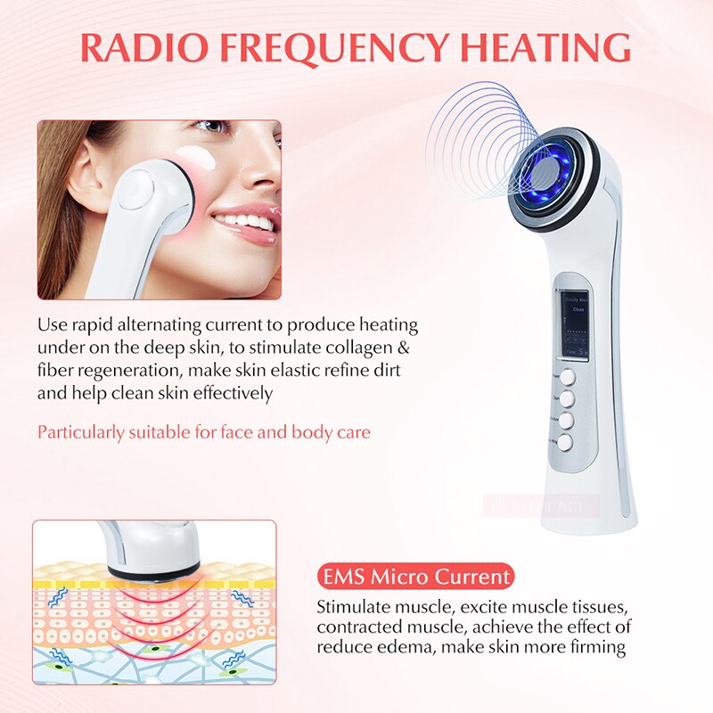 RF EMS Facial Lifting Beauty Machine Radio Mesotherapy Electroporation LED Photon Face Skin Rejuvenation Tighten Device