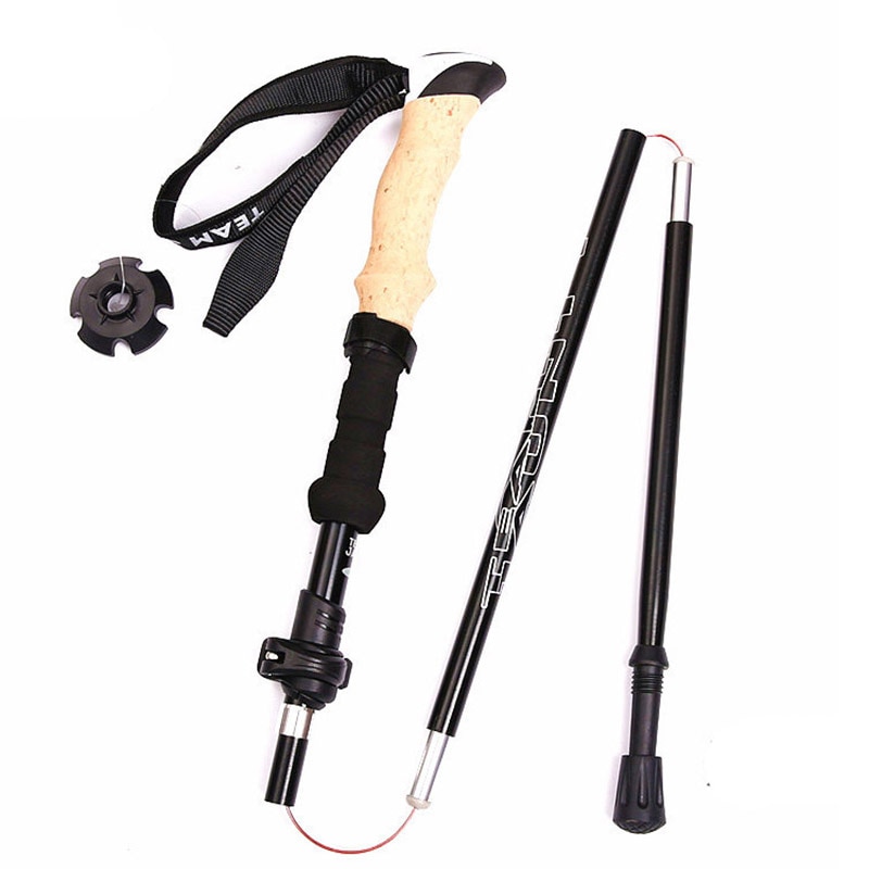 Walking Stick 37-138cm 5 Section Aluminum alloy Foldable Mountain-climbing Crutch Outdoor Hiking Stick