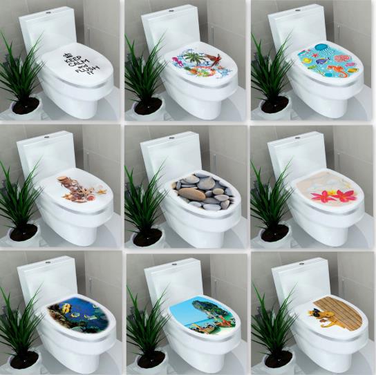 Waterproof Toilet Cover Stickers Wall Decals 3d Hole Mural Art Home Decor Refrigerator Posters Toilet Seat Stickers