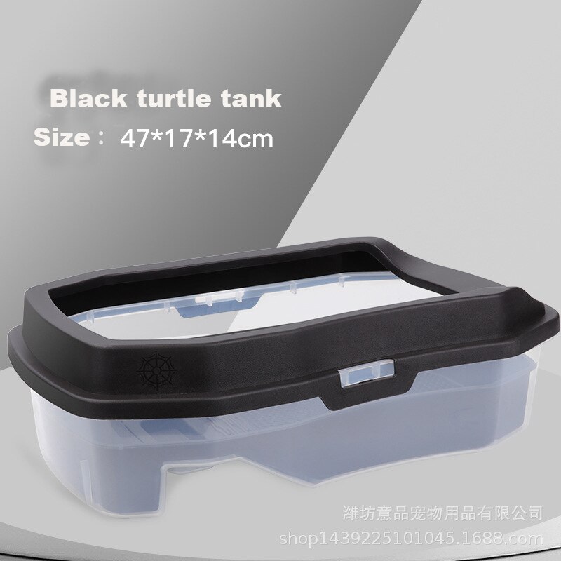 Akvarium tre-lags skildpadde opdrætskasse krybdyrhus med tørringsplatform til brasiliansk skildpaddevandstank: Sort