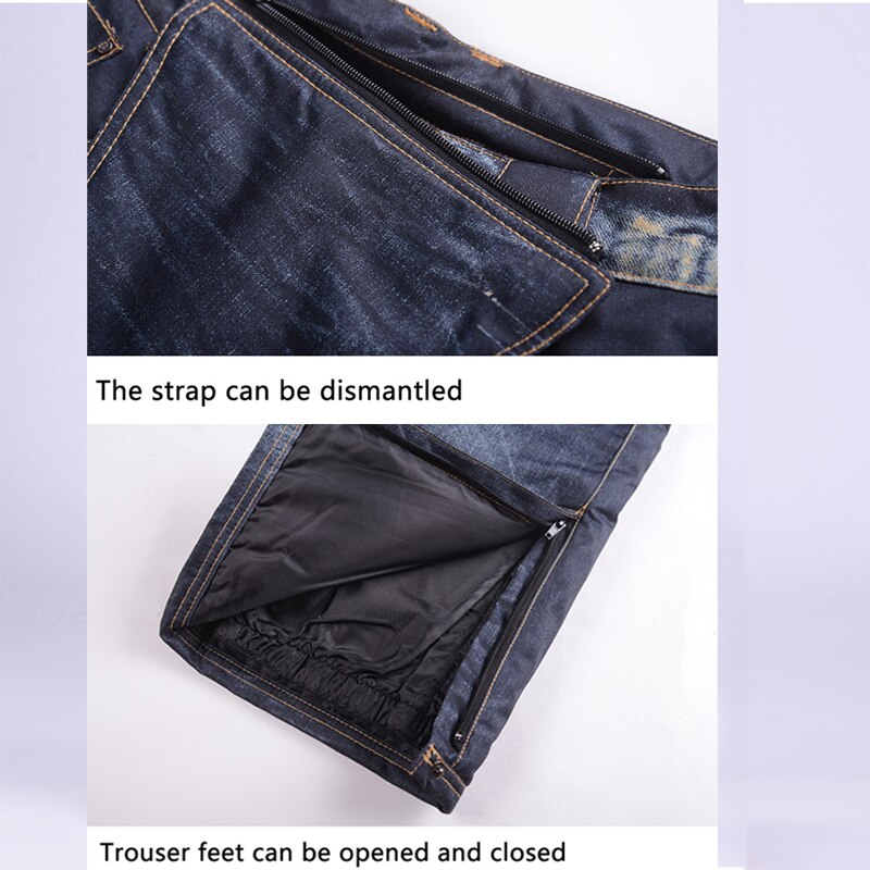Winter Jean Snowboard Pants Men Suspenders Denim Ski Pants Skate Snow Board Thermal Windproof Waterproof Skiing Trouser