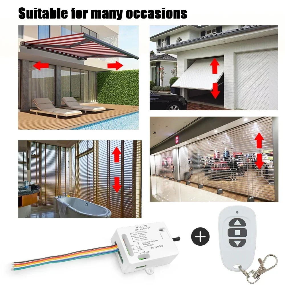 433mhz Wireless Remote Control Switch AC 110V 220V Roller Shutter Motor Receiver Rf Transmitter Limiter switch for Garage Door