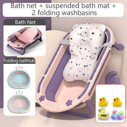 Antiderrapante dobrável portátil plástico pequeno da banheira do banho da criança da banheira do bebê antiderrapante com almofada do bebê por 0-5 anos