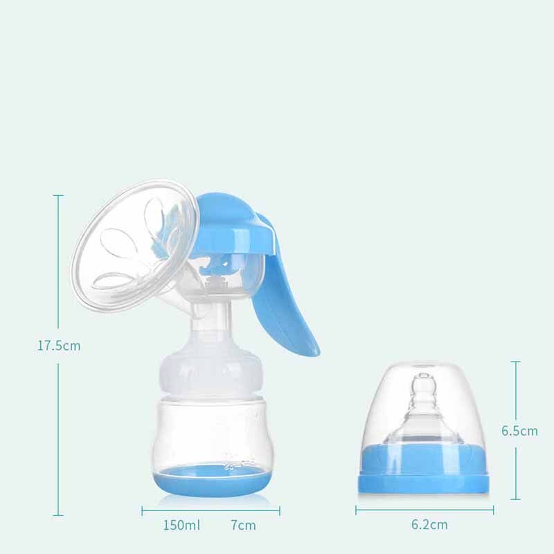 Baby Breast feeding Manual Silicone Breast Pump Two-speed Adjustable Newborn Milk Saver BPA Free with Milk Bottle Nipple Suction