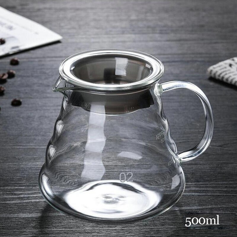 300ml500ml700ml Pour Over Coffee Pot Glass Gooseneck Kettle Dripper with Range Coffee Server Espresso Coffe Maker for Barista: 500ml