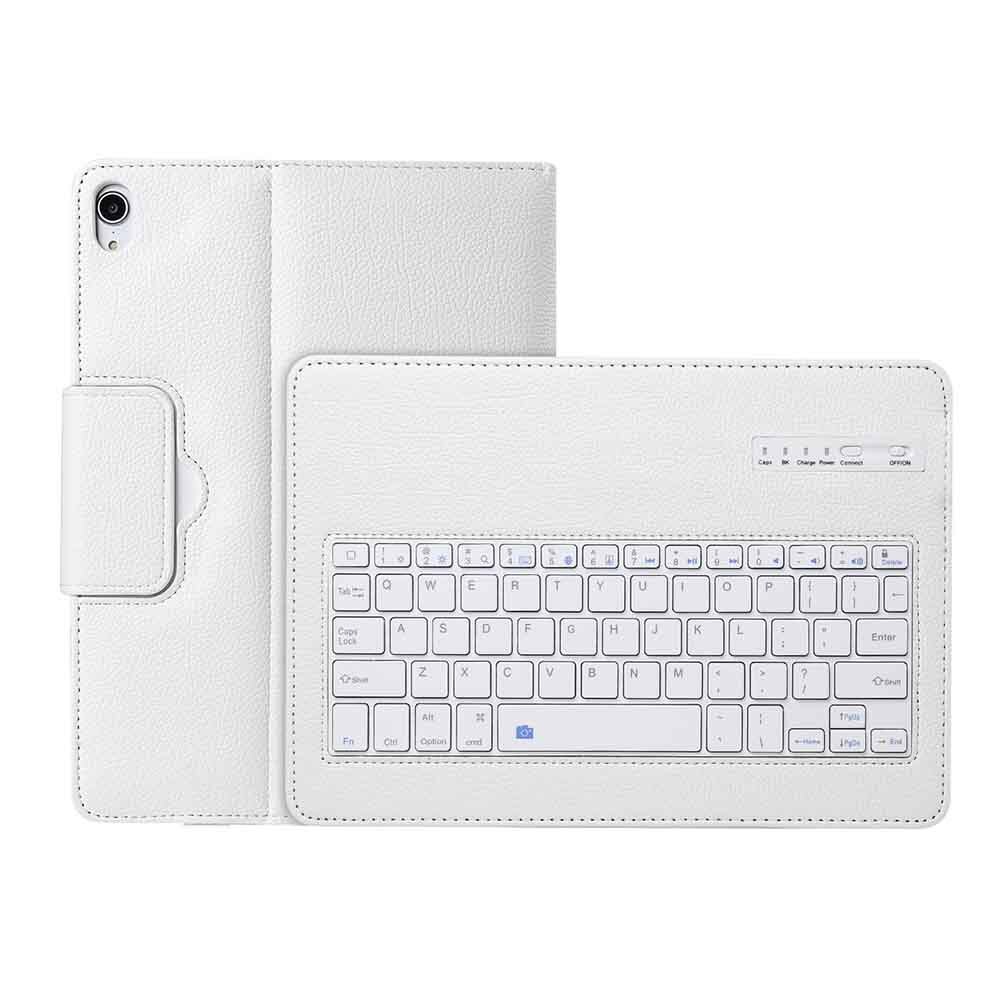 Wireless Bluetooth Keyboard Leather Case Voor Ipad Pro 11 A1980 A2013 A1934 A1979 Tablet Cover Litchi Patroon Toetsenbord Case: White