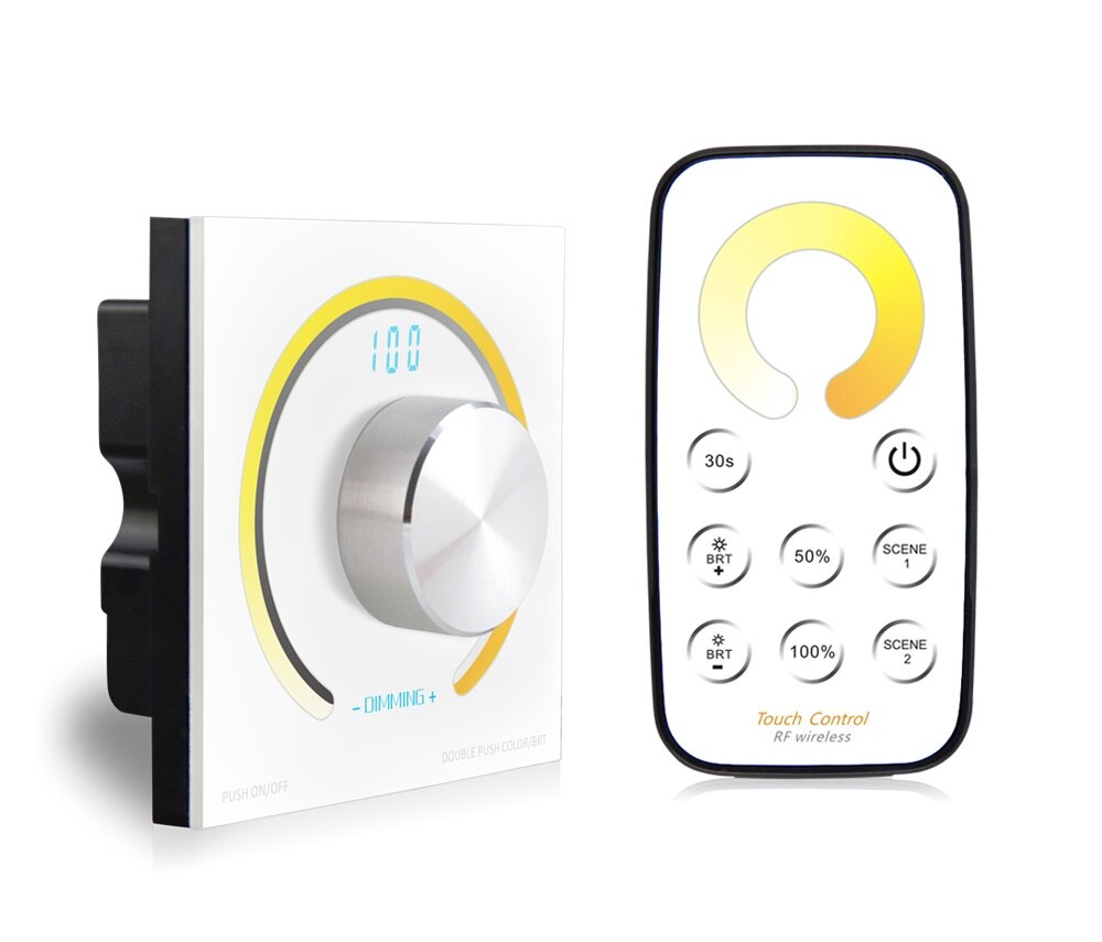 Led Color Temperature Controller 12V-24V Wall Mount Manual Panel Digital Display Rotary Knob Single Strip CT CCT Controller: K2 and T2