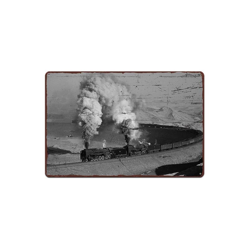 Vintage metalen bord met trein, treinplaatje, metalen vintage pub, grappig blikken bord, wanddecoratie voor bar, pub, club, borden: 2