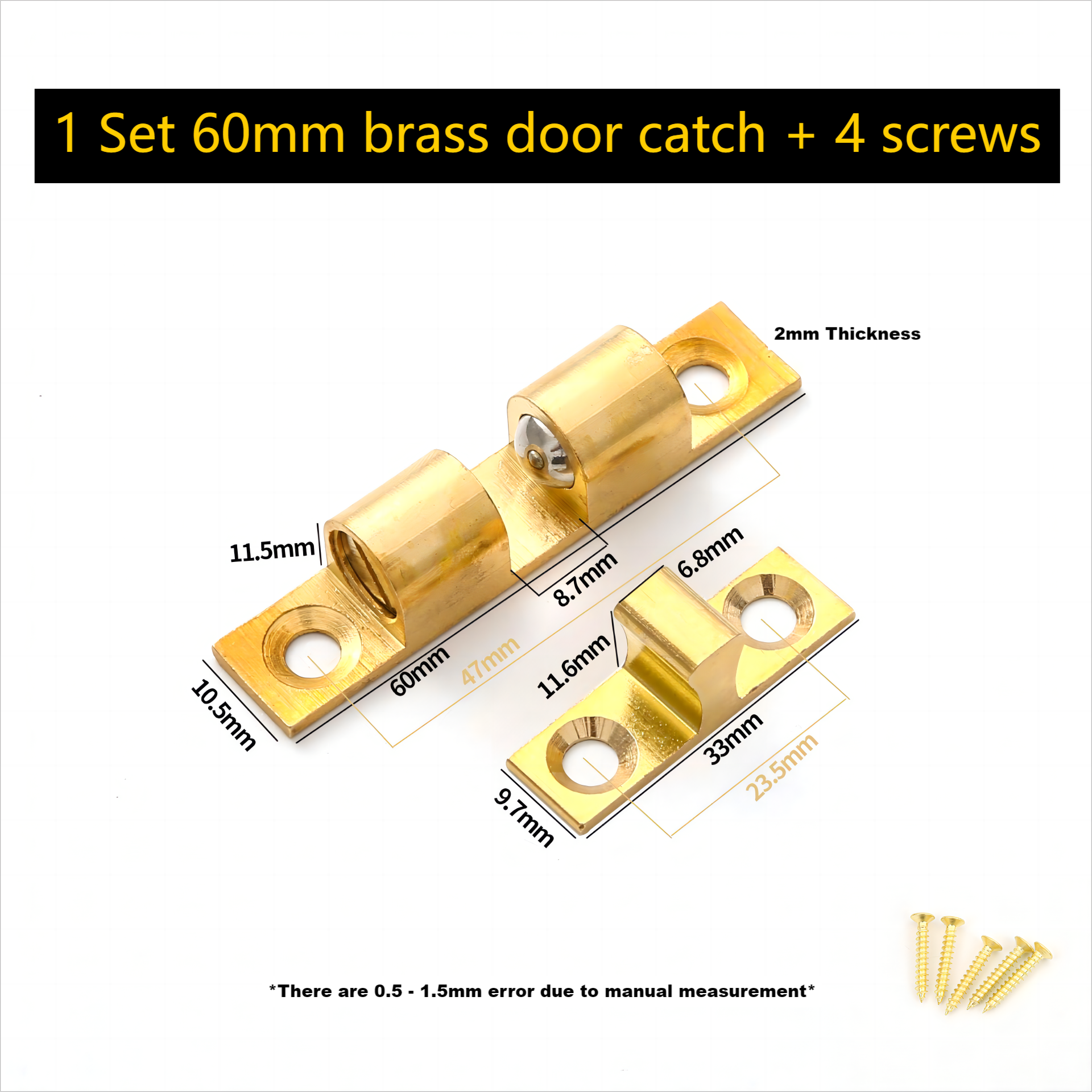 Cabinet Door Catch Solid Brass Adjustable Spring Ball Latch Furniture Door Closer with Free Screws 40mm/50mm/60mm/70mm: Blue
