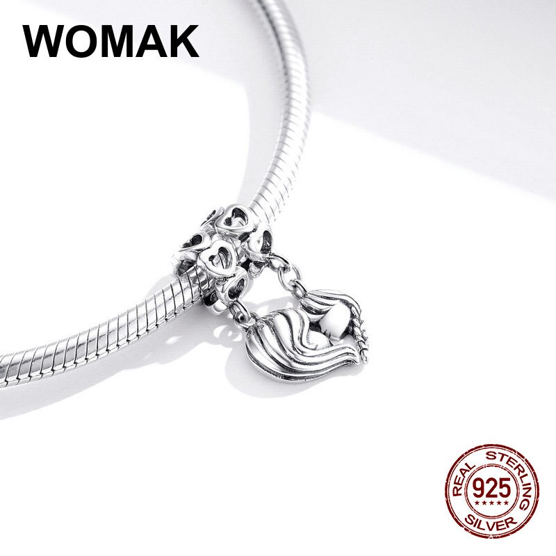 genuine 100% 925 sterling silver mother and daughter charms fit bangle bracelet beads DIY necklace pendant woman jewelry making