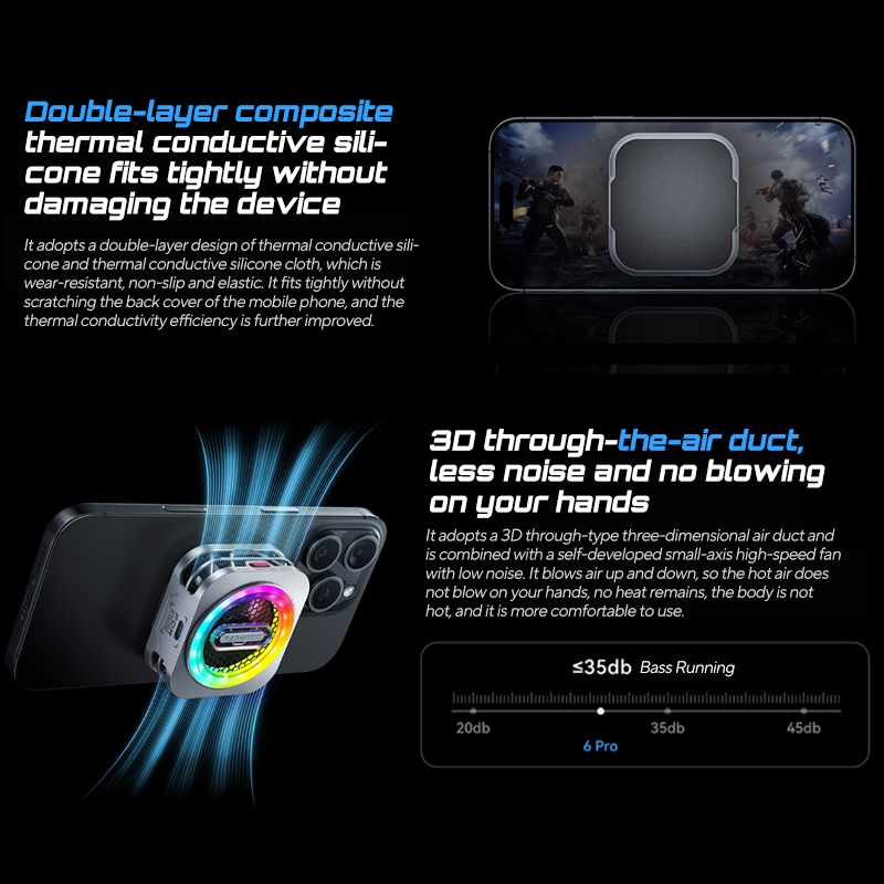 RedMagic Cooler 6 Pro radiador magnético Ice FunCooler LED 30W Semiconductor disipación de calor refrigeración para juegos teléfono IPhone
