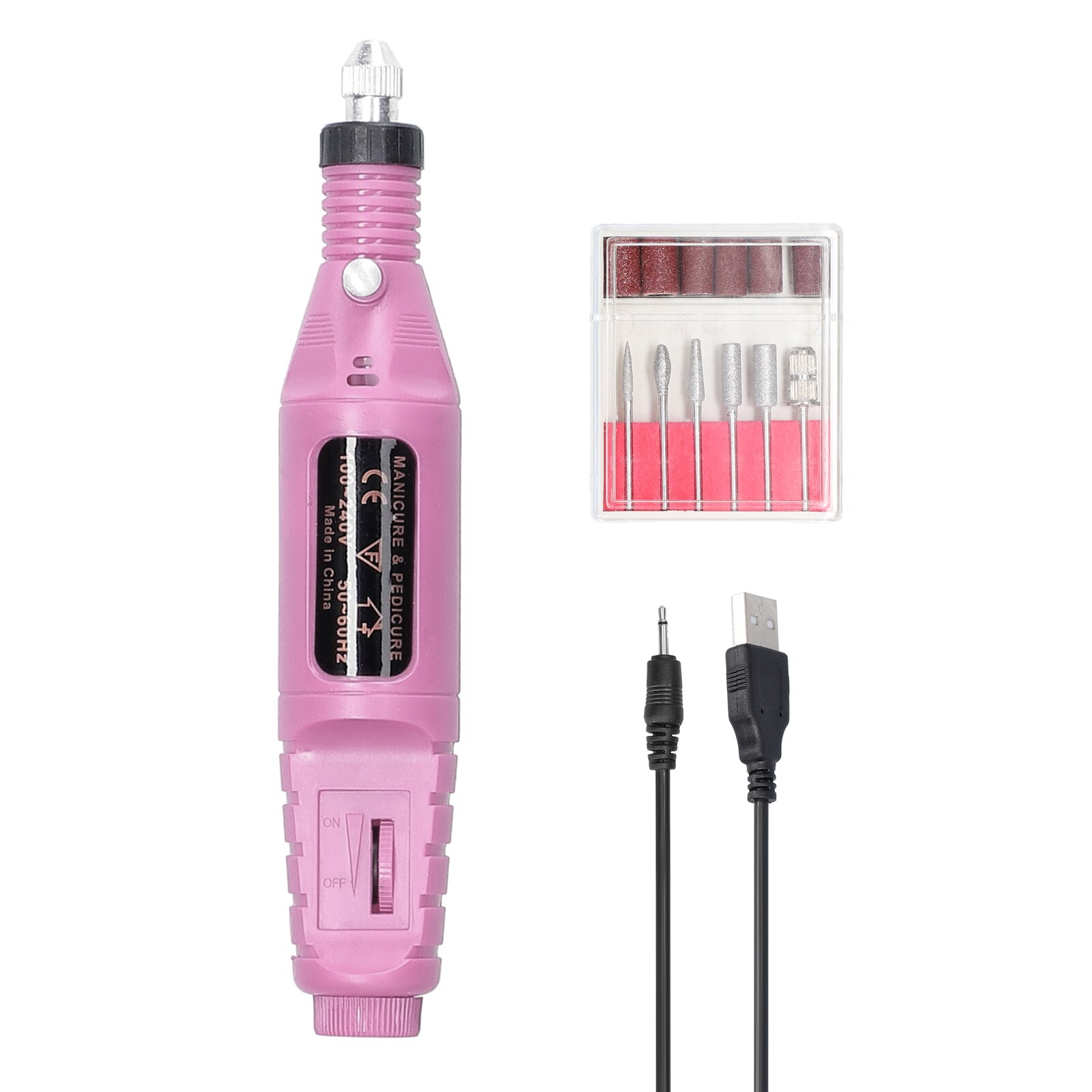 Handheld Mini Electric Grinder Nail Gelatum Removing Tool Polishing Machine Speed Adjustable Grinding Rotary Tool Kit: Pink