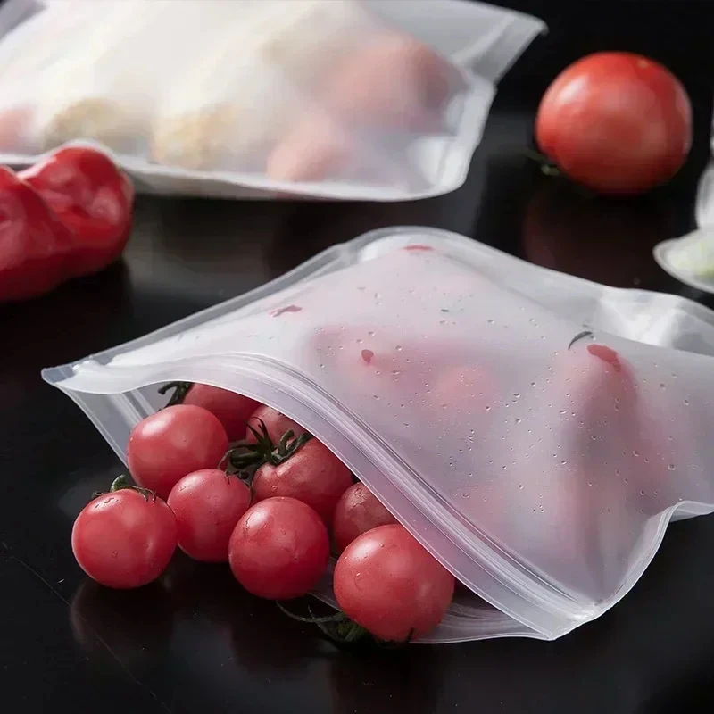 Genanvendelige Silikoneposer med Ziplock - Forskellige Størrelser - Til Fødevareopbevaring