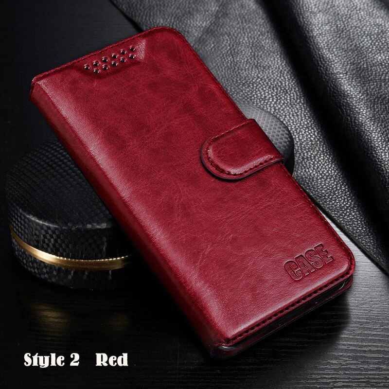 Per Huawei copertura della Cassa Y6p 6.3 ''retro cassa del cuoio di vibrazione Per Huawei Cassa del telefono Y6p Sottile Fundas Y 6p libro del raccoglitore + supporto di carta: Style 2 Red INI