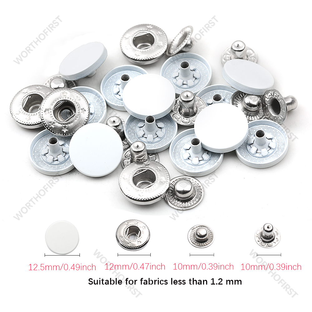 Neue Leder Druckknöpfe, 12,5mm schwer Pflicht schnappen Befestigungen, 14 Farben Leder Schnappt für Kleidung, jacken, Jeans Trägt, Armbinde: 20setzt / Weiß