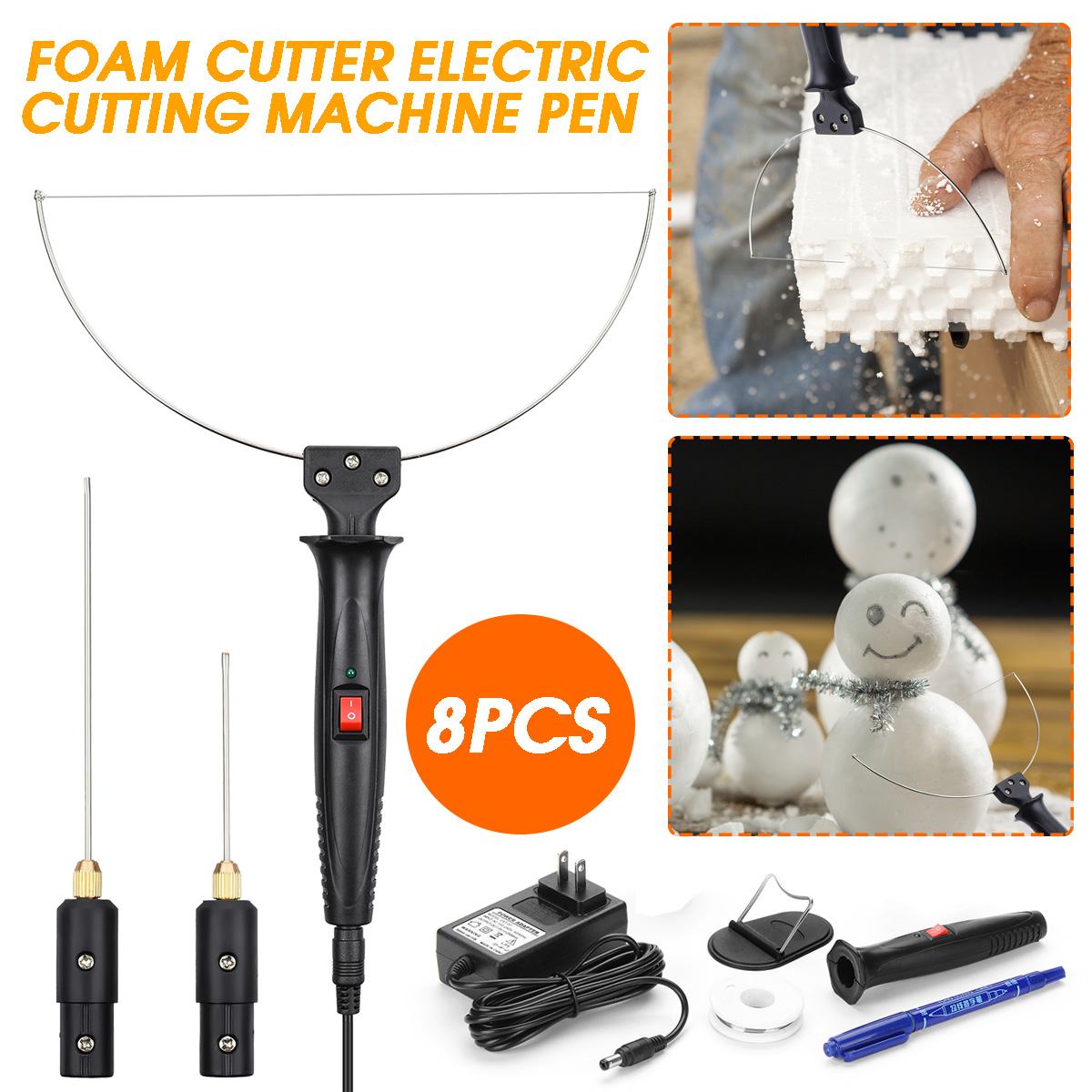 Coupe-mousse électrique 3 en 1, 100V-240V, 18W, stylo styromousse, outils avec adaptateur, couteau de découpe de mousse à fil Portable