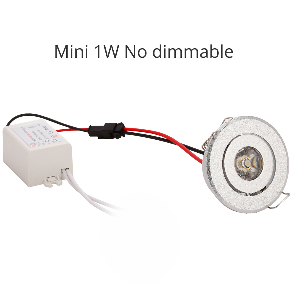 10pcs 1W 3W LED Recessed Down light Spot Ceiling Light Small Size Cut 40-45mm White Silver White Finish Full Aluminum: Yellow / 1w