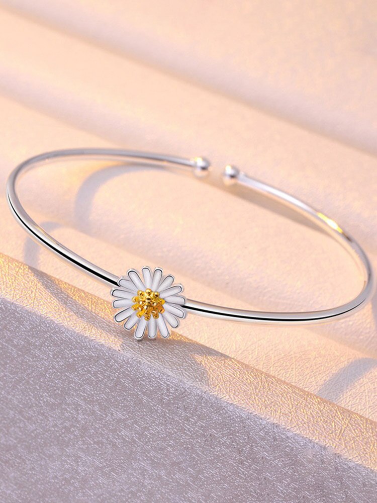 Öffnen charmant Manschette Armbinde Armreif Schmuck SchöNe Weibliche Sonnenblumen Gänseblümchen Blume aufbringen Armreif Armbinde Frauen