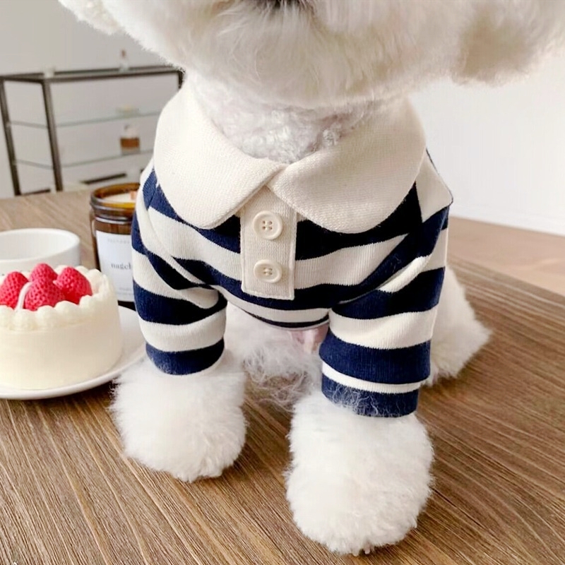 Zomerpoloshirt voor honden Puppykleding Bichon Frise Chihuahua Streep Hondensweatshirt Hond Koelvest voor kleine en middelgrote honden: XS / GRIJS