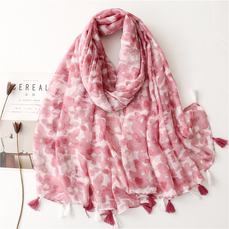 Bufanda de viscosa con borlas florales para mujer, chales y chales, Hijab, banda para el cabello femenina, pañuelo musulmán de lujo, pañuelos Echarpe de 180x90Cm: Oro
