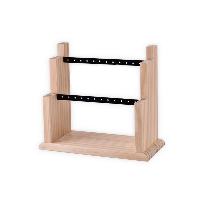 Sieraden display tray hanger oorbellen ringen display blokken massief houten sieraden display houder: Zwart tweelaags