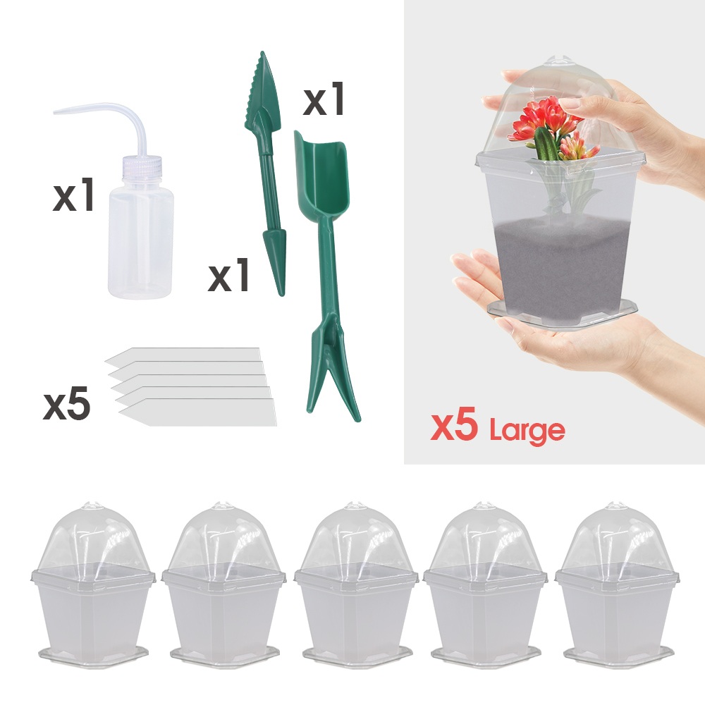 4-maten tuinkwekerij zaailingbeker met warmer deksel vochtigheidskoepel voor binnenkas bloempotten container kweekpotten: Rood