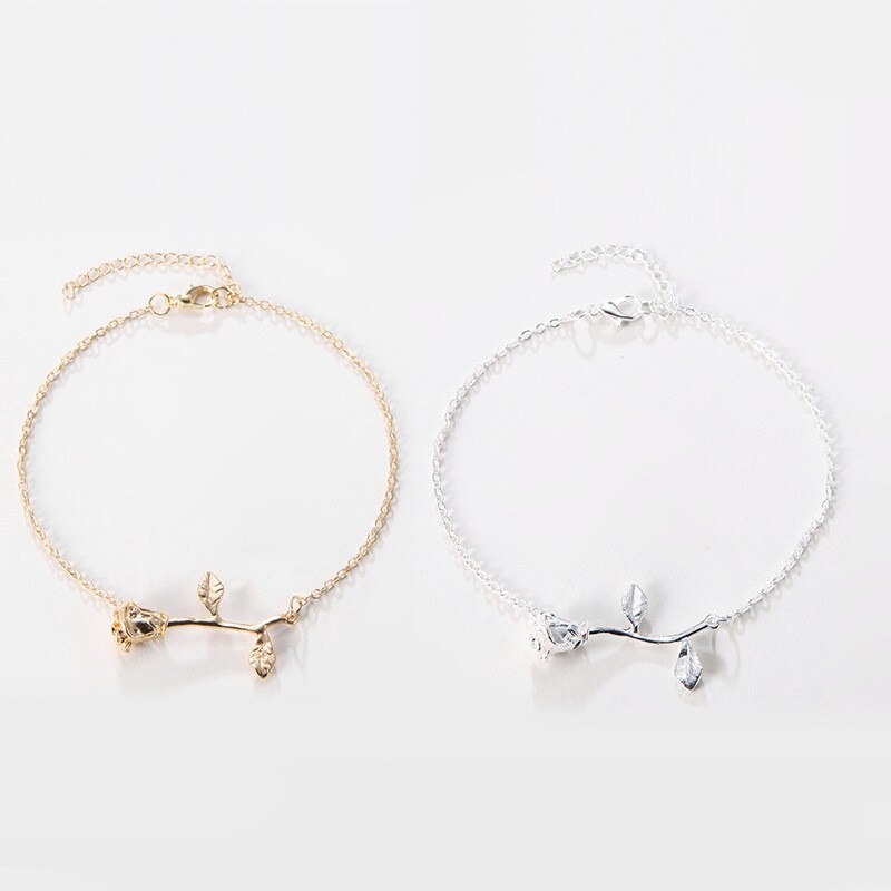 Enkel gullfarge rose blomsterkjede ankelkjeder bohemsk vintage fottøy sommer hav strand ankel armbånd fot smykker
