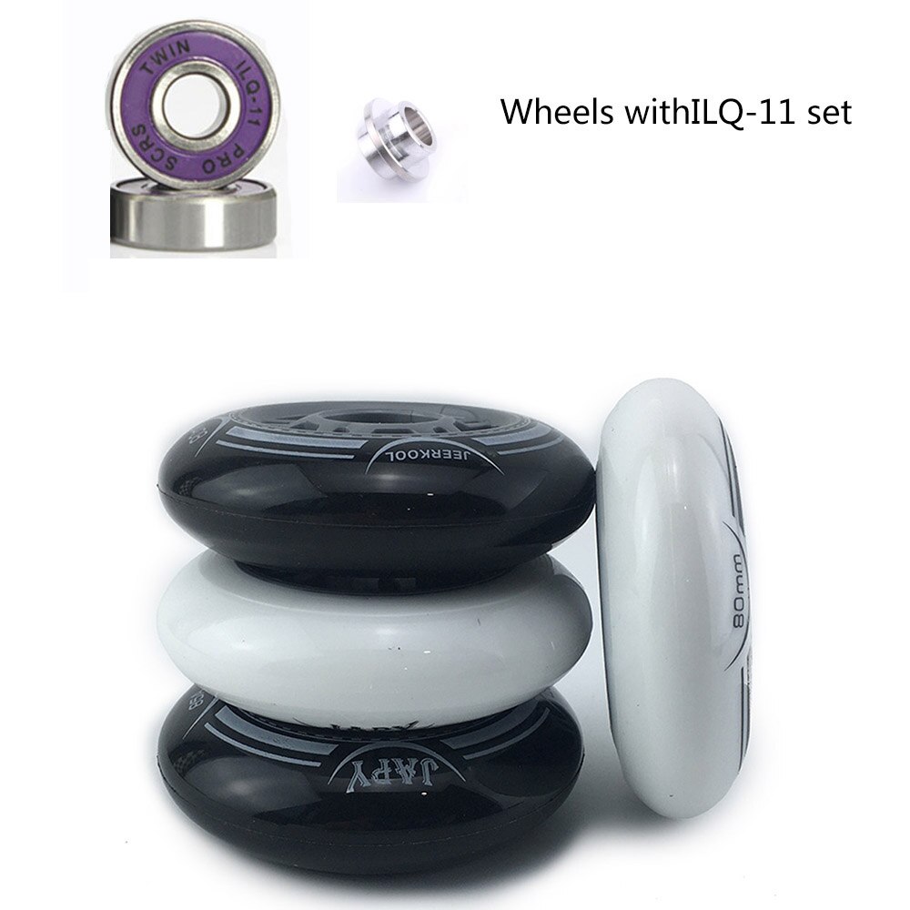 8PCS 100% Original JAPY Inline Skate Wheels 85A Hardness 80mm Slalom Sliding Roller Skating Tires For SEBA Powerslide Patines: 4black 4white ILQ-11