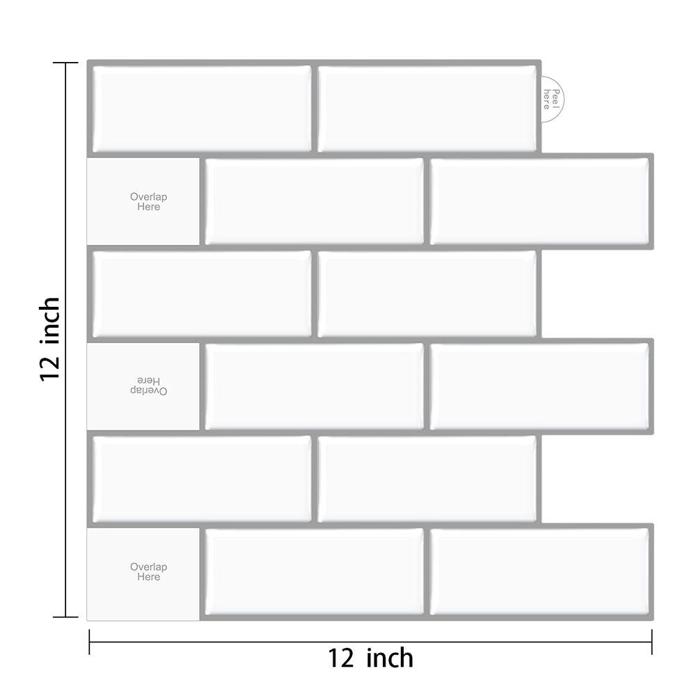 1/5/10Pcs 3D Tile Sticker White Subway Wall Tiles Peel And Stick Kitchen Bathroom Self Adhesive Wallpaper Waterproof Backsplash
