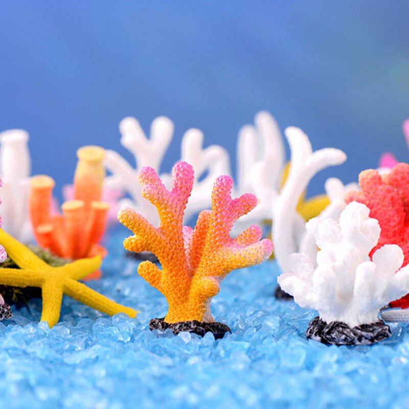 Bricolage corail artificiel Aquarium décor bricolage corail artificiel mignon petit ornement résine coloré Aquarium accessoires