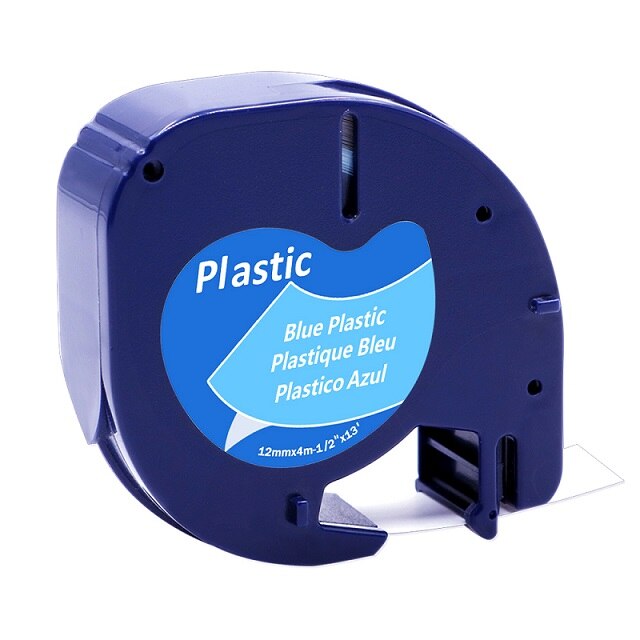 Greateam 91330 12267 91200 91201 12mm Black on Clear for DYMO LetraTag Plastic Tape LT91201 91203 Dymo Label Maker for LT-100H: Black on Blue