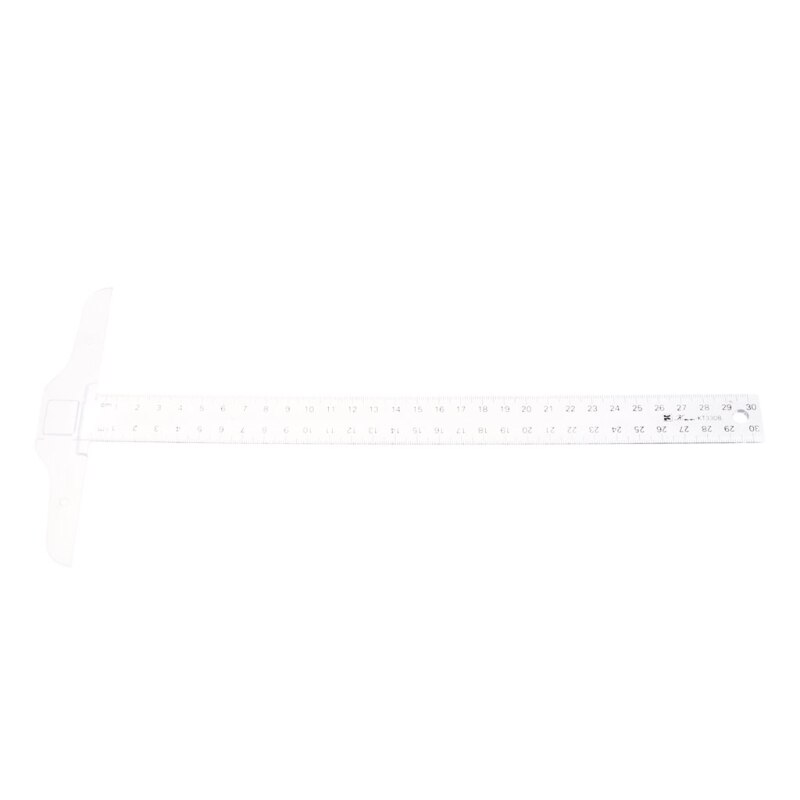 30cm/12" Plastic T-Square Metric Ruler cm/inch Double Side Scale Measuring Tool
