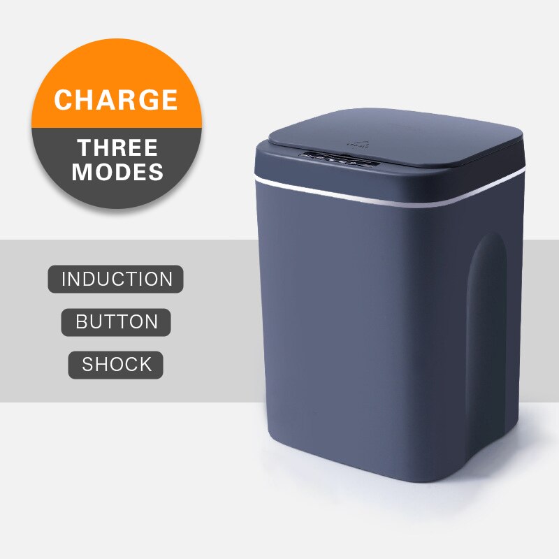Poubelle intelligente 12L/14L/16L, chargement USB, capteur automatique, poubelle intelligente, poubelle électrique Rechargeable: Gray / 16L