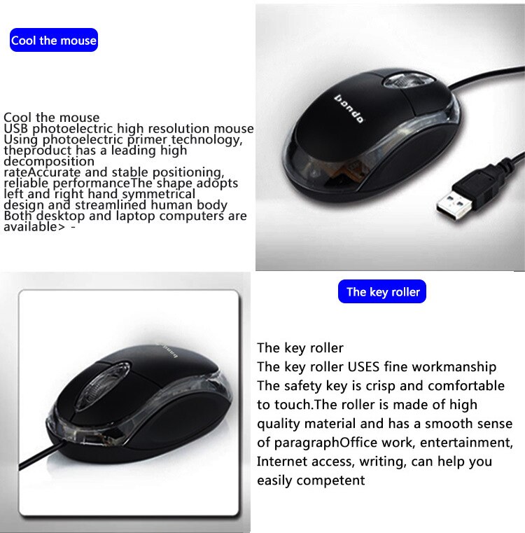 1200DPI LED Optical USB Mouse Wired Gaming Mouse Gamer 3 Button Ergonomics Computer Mice For PC Laptop Computer Desktop