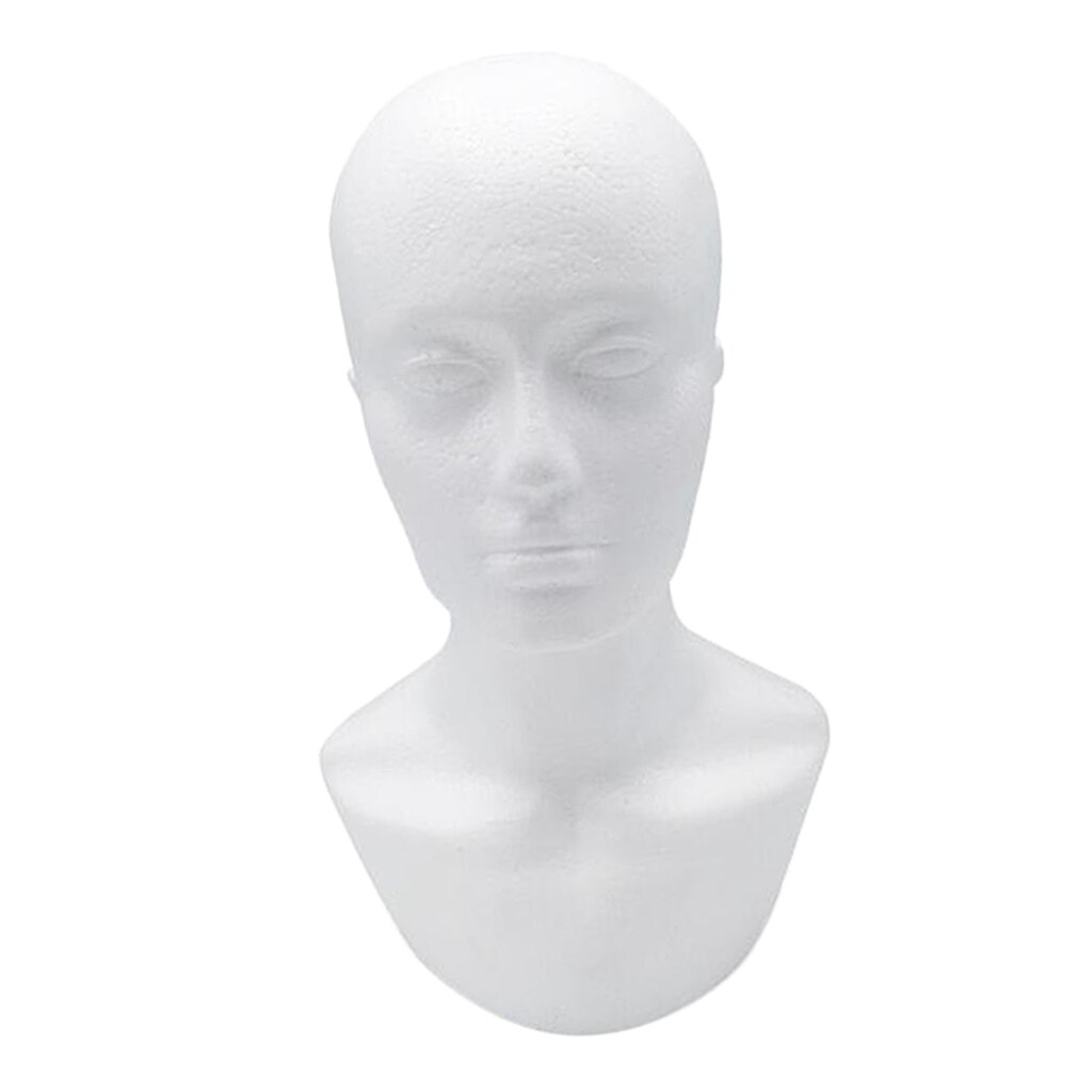 Wit Piepschuim Mans Mannequin Hoofd Stand Model Voor Pruik Hoofddeksels Display Oefenpop: 01