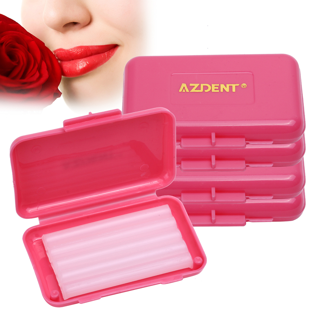 AZDENT-varillas de cera para alivio de cera de ortodoncia Dental, 5 cajas, para aparatos ortopédicos, irritación de las encías, 10 tipos, elija el blanqueamiento Dental, higiene bucal: Rosa