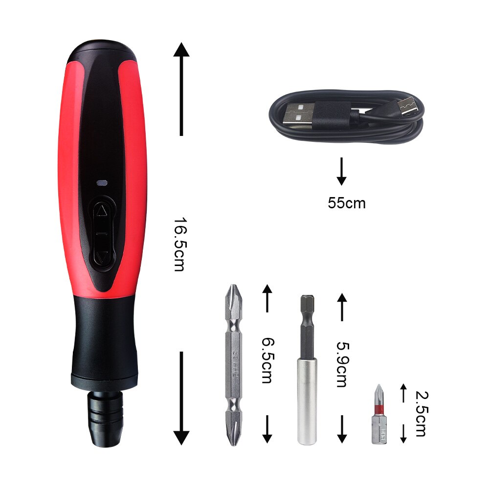 Elektrisk skruvmejsel usb uppladdningsbar stjärnskruvmejsel bits set litiumjonbatteri elreparationsverktyg med led-ljus