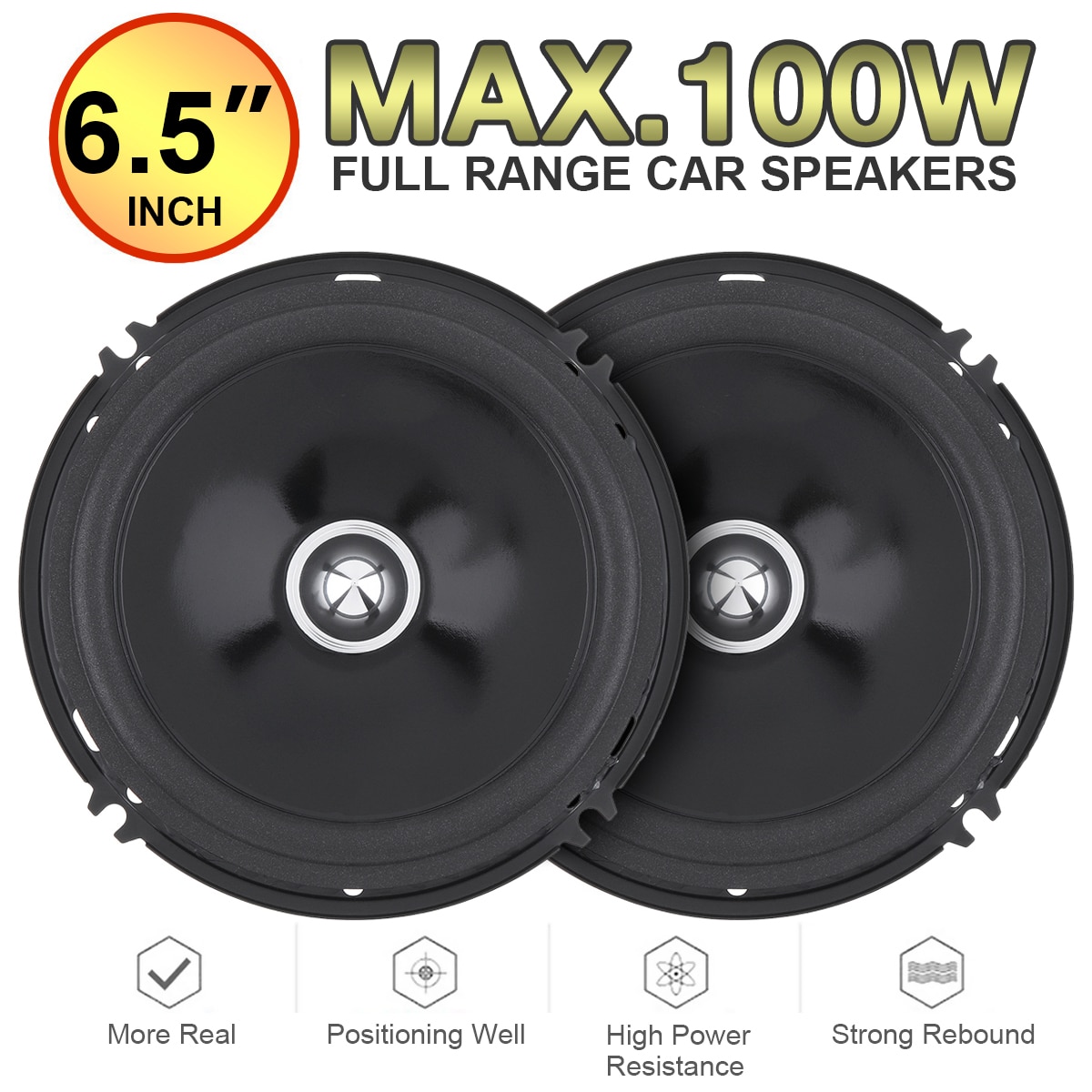 2pcs 6.5 Inch 100W Full Range Frequency Car Audio Speaker Heavy Mid-bass Ultrathin Modified Speaker Non-destructive Installation