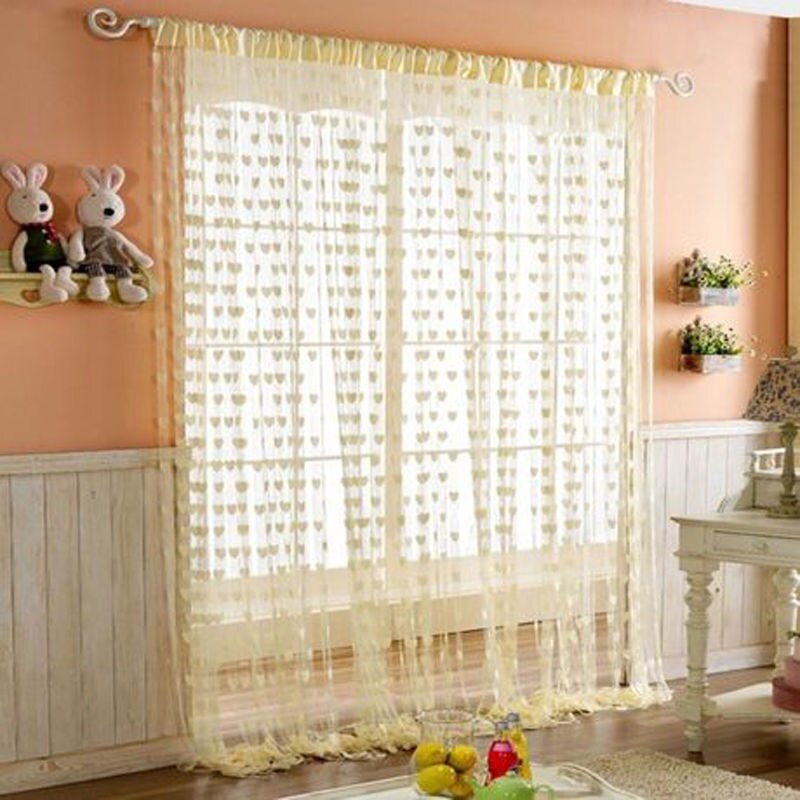 Goedkoopste String Gordijn voor Woonkamer Deur Kwastje Screen Room Divider Blind Venster Drape Hart Panel Chinese Gordijnen: Beige