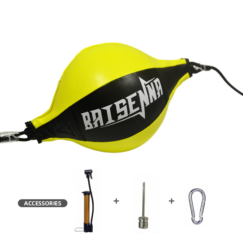 Bolsa de boxeo con anillo de bloqueo MMA para adultos, Bola de boxeo de PU, pera, bolas de velocidad para reflejos, equipo deportivo de Fitness, entrenamiento inflable: yellow