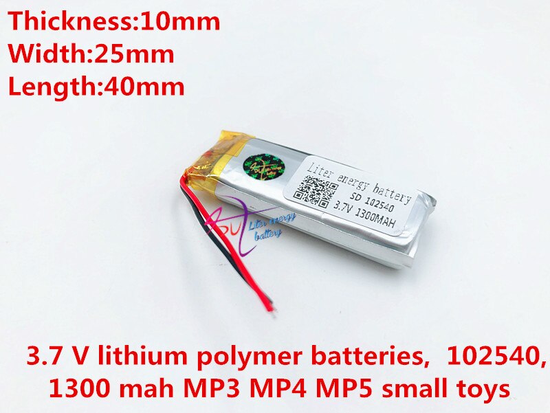 Li-po 102540 3.7 V 1300 mAh Oplaadbare Li-Polymer Li-Ion Batterij Voor mp3 mp4 mp5 speelgoed DVR GPS PDA Gereedschap LED Ligts Lampen