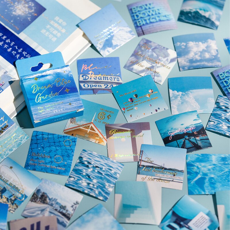 Pegatinas de paisaje romántico en caja, álbum de recortes, papelería creativa, Collage, diario de basura, pegatinas de decoración artística, 45 unids/lote
