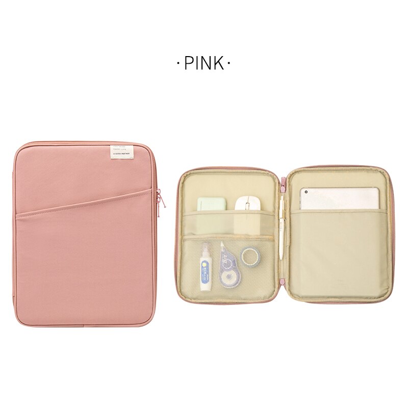 Portable Travel Briefcase Women Men's Document Bags Business Pouch Waterproof Worker office Notebooks Pens Organizer Case: 11inch Pink